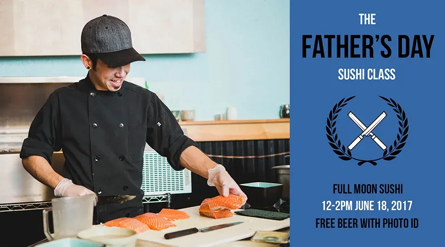 Father's Day sushi class promotional graphic