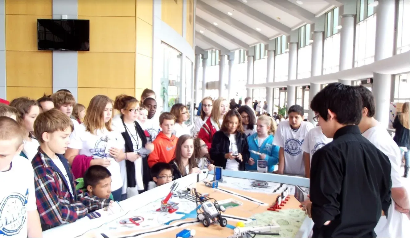 Teaching a STEM class of students working at computer stations